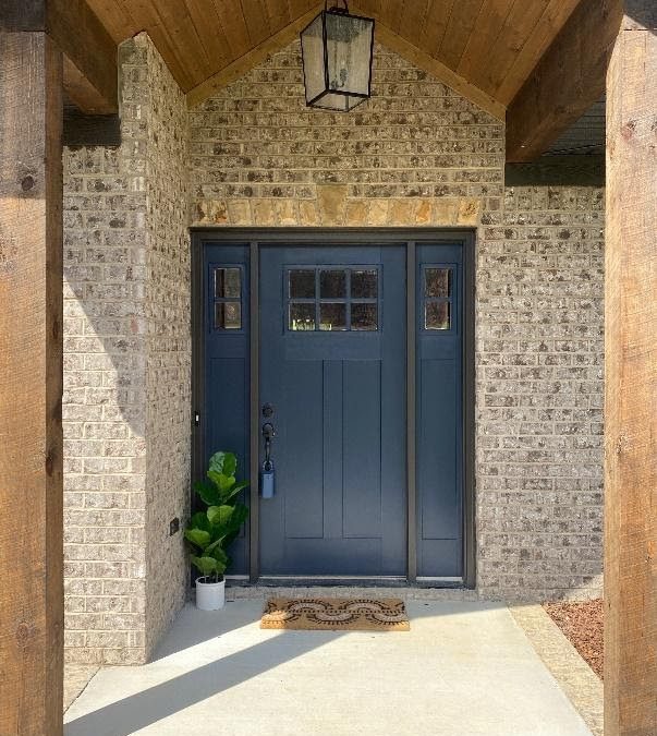 Brick Exterior - Blue Front Door