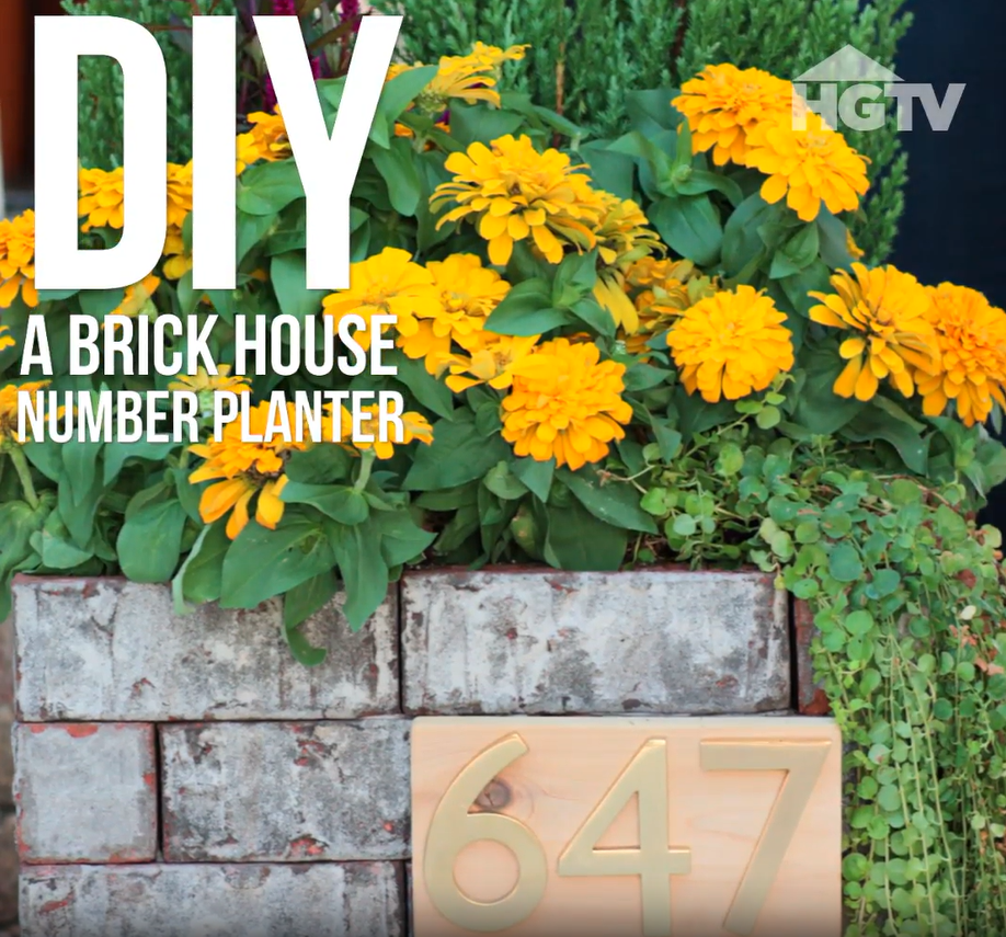 Brick Planter with Flowers