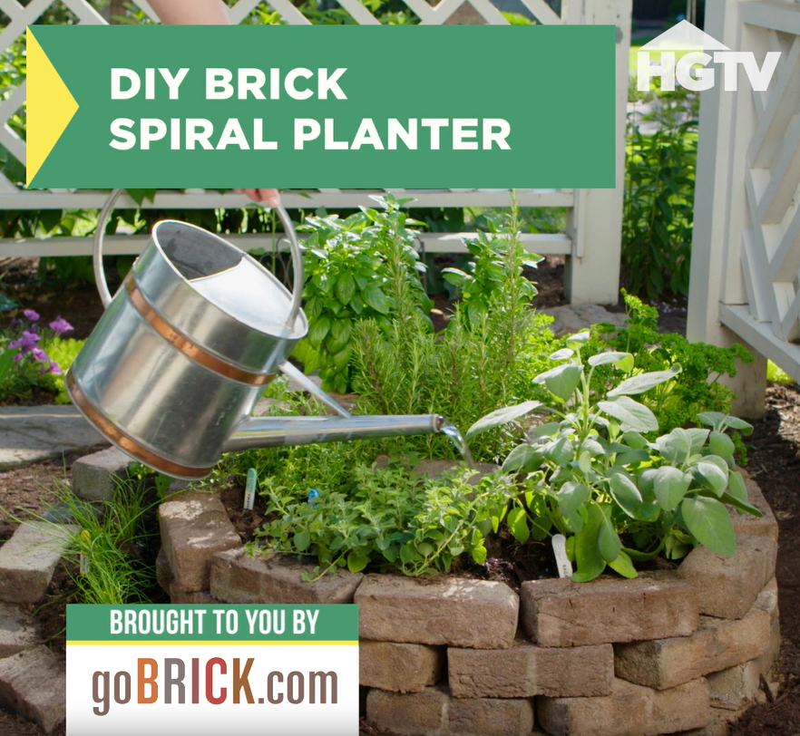 Spiral Planter made with Brick with Plants inside 