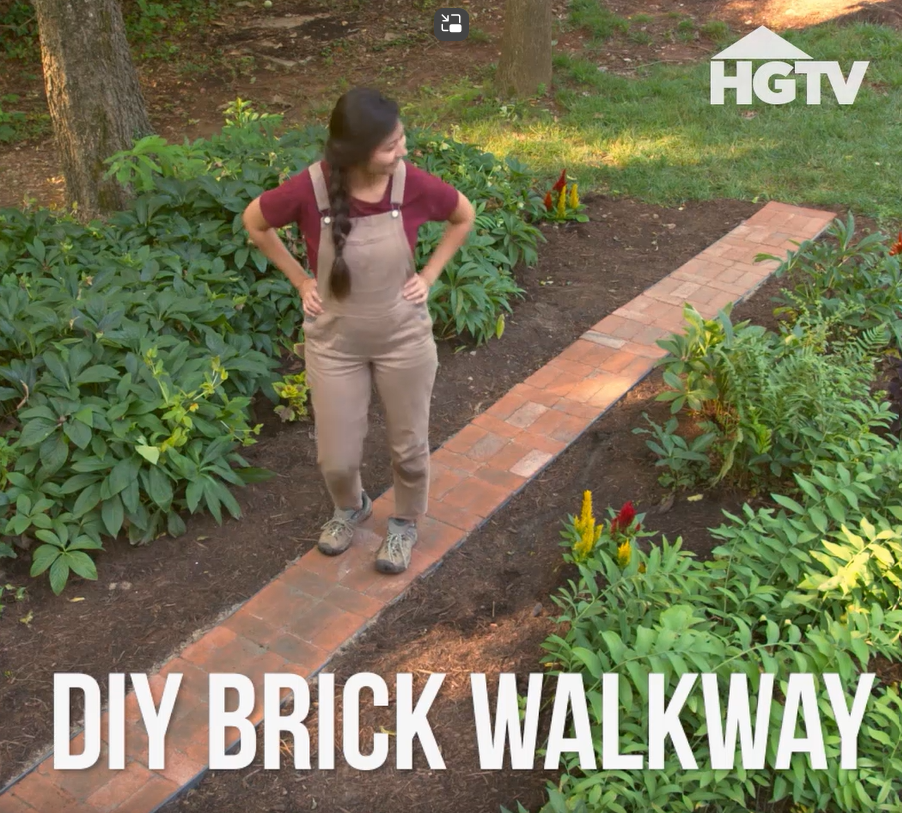 Woman standing on DIY Brick Walkway