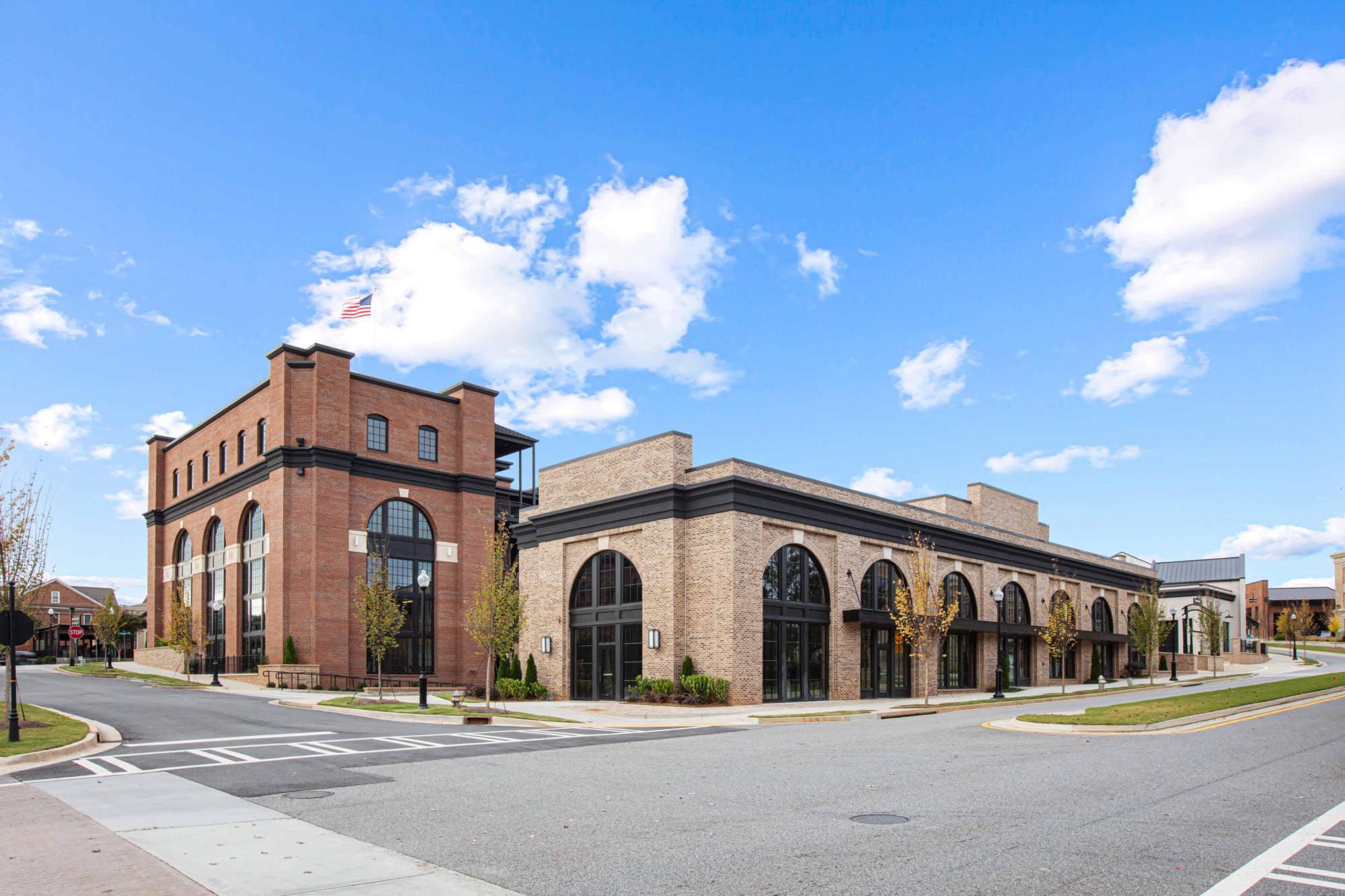 Outdoor building exterior shot of Crabapple Market in Milton, Georgia,