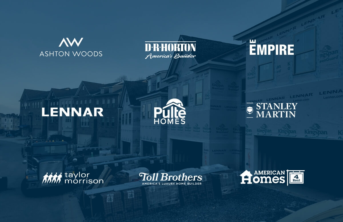 Ashton Woods, D.R. Horton, Empire, Lennar, Pulte Homes, Stanley Martin, Taylor Morrison, Toll Brothers, American Homes