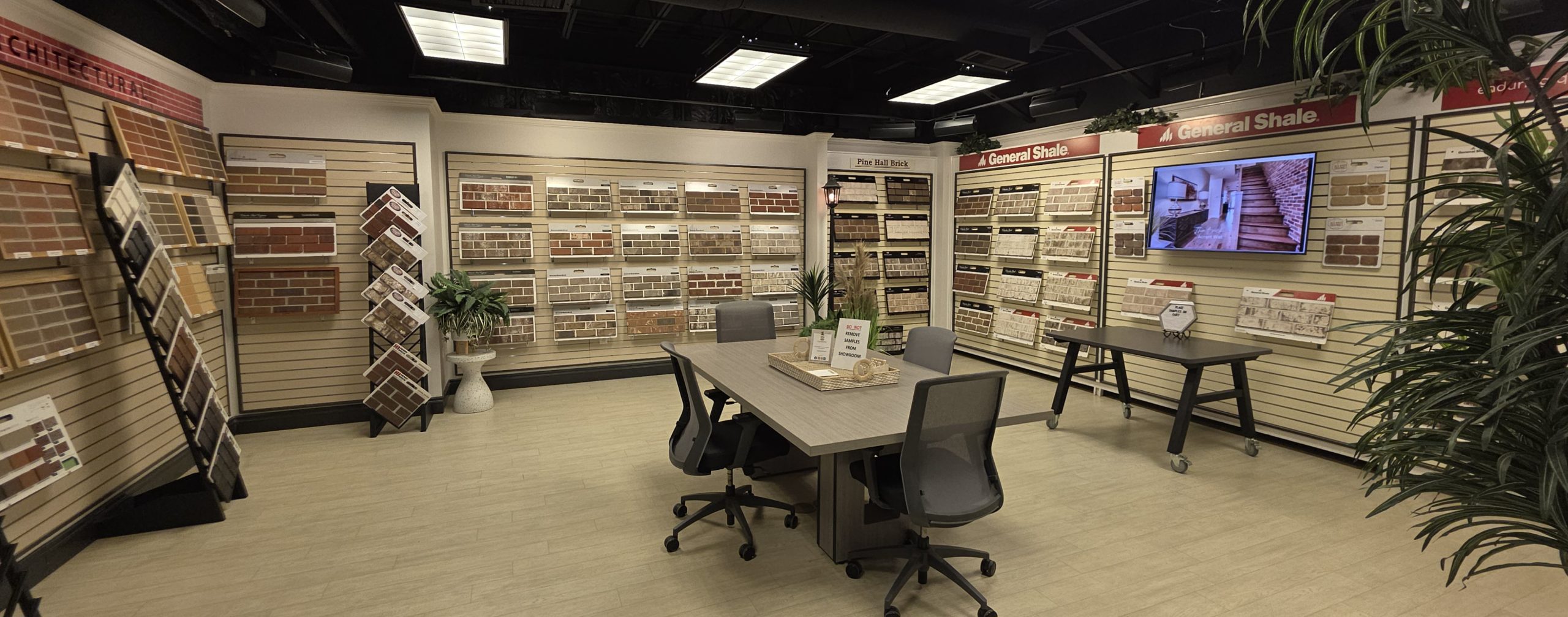 North Georgia Brick Cumming showroom interior — full brick and stone sample display